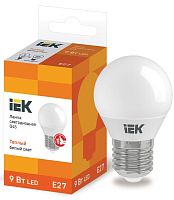 Лампа светодиодная ECO G45 шар 9Вт 230В 3000К E27 | код. LLE-G45-9-230-30-E27 | IEK