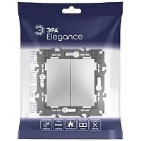 Переключатель двойной, 10АХ-250В, Эра Elegance, алюминий,14-1106-03 | код Б0034245 | ЭРА