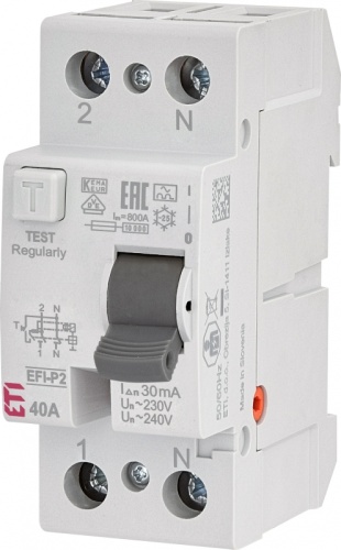 Реле дифференциальное (УЗО) 2р EFI6-P2 16/0,03 тип AC (6kA) | код 002061250 | ETI