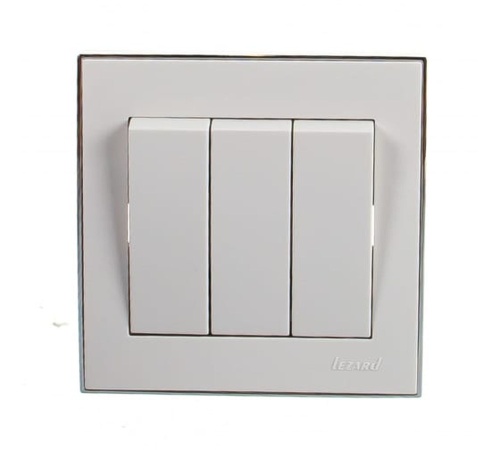RAIN Выключатель тройной белый с боковой вставкой хром | код 703-0225-109 | Lezard