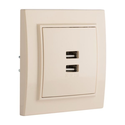 Минск Розетка USB 2-местная СП 2,1А бежевая | код ERR-2USB-200 | EKF фото 3