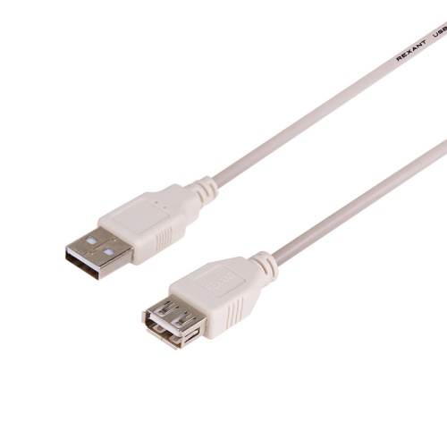Кабель USB (шт. USB A - гн. USB A) 1.8 метра, серый REXANT | код 18-1114 | REXANT