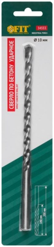 Сверло победитовое ударное цилиндрический хвостовик (для бетона; кирпича) 10х200мм FIT 34553 фото 3