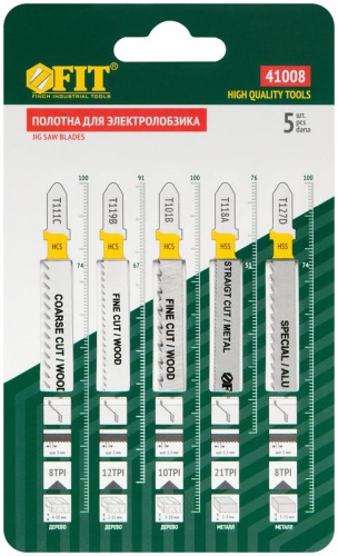 Набор полотен для электролобзика 5шт (T111C T119B T101B T118A T127D) FIT 41008 фото 2 Набор полотен для электролобзика 5шт (T111C T119B T101B T118A T127D) FIT 41008 фото 2