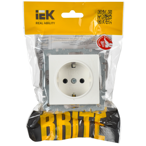 BRITE Розетка 1-местная с заземлением без защитных шторок 16А РС11-1-0-БрБ белый | код BR-R11-16-K01 | IEK фото 7