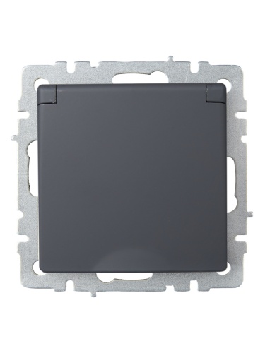 BRITE Розетка 1-местная с заземлением с защитными шторками и крышкой 16А IP20 РСбш10-3-БрГ графит | код BR-R16-16-K53 | IEK фото 3