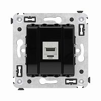 Компьютерная розетка RJ-45 без шторки в стену, кат.6А одинарная экранированная, Avanti, Черный квадрат | код 4402773 | DKC