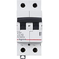Выключатель автоматический двухполюсный RX3 4500 10А C 4,5кА | код. 419695 | Legrand 