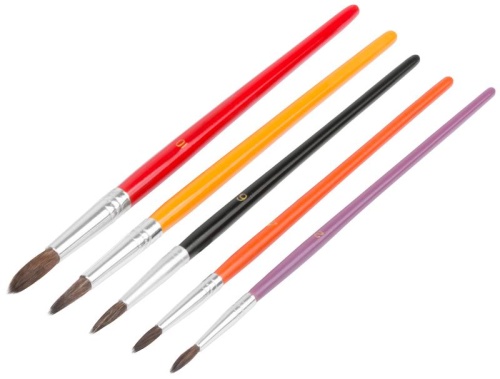 Кисть художественная натуральная щетина деревянная ручка круглая набор 5шт FIT 01512 фото 2 Кисть художественная натуральная щетина деревянная ручка круглая набор 5шт FIT 01512 фото 2