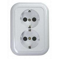 Розетка штепсельная двухместная с заземлением скрытой установки | код РС16-020 | БелТИЗ