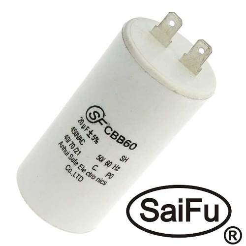 Пусковой конденсатор SAIFU CBB60, 20 мкФ, 450 В | код 102395 | Saifu