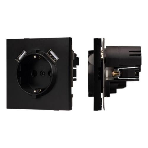 Механизм розетки с USB зарядкой SCT-TENDO-MUAA-PL-BK 230В 16А Arlight 054083