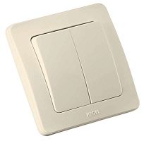 Выключатель двухклавишный скрытый слоновая кость 16А | код ВС16-351-01 | HEGEL