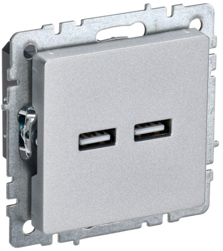 Розетка BRITE USB A+A 3.1А РЮ10-1-БрА алюм. | код. BR-U21-D31-K47 | IEK