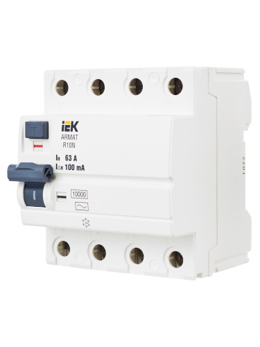 ARMAT Выключатель дифференциального тока R10N 4P 63А 100мА тип AC | код AR-R10N-4-063C100 | IEK фото 8