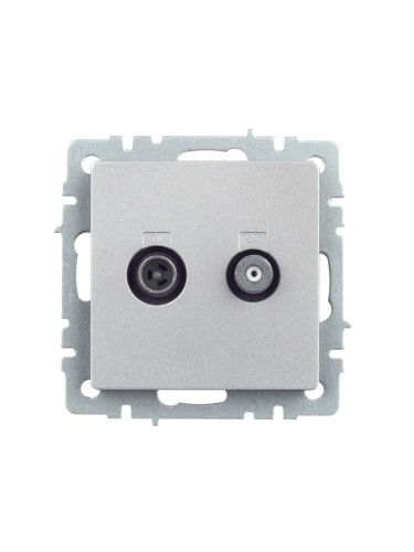 BRITE Розетка двойная TV+SAT РТВ/РСп12-БрА алюминий | код BR-AF20-O-K47 | IEK фото 3