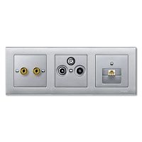 Плата Merten центральная TV/FM х2 х3 алюм. | код MTN297560 | Schneider Electric