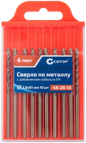 Сверло по металлу Cutop Profi с кобальтом 5%, 2.8X61 мм (10 шт) | код 48-28-10 | FIT фото 3 Сверло по металлу Cutop Profi с кобальтом 5%, 2.8X61 мм (10 шт) | код 48-28-10 | FIT фото 3