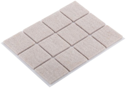 Подкладка для мебели самоклеющиеся квадратные 25х25мм войлок (уп.12шт) FIT 67531 фото 2