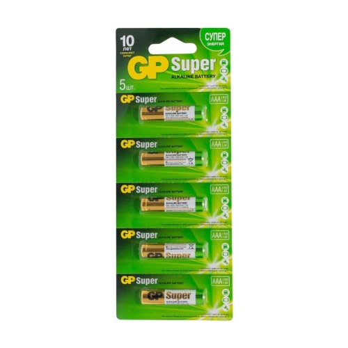 Алкалиновые батарейки GP Super Alkaline 24А ААA - 1 шт. на отрывных блистерах 24A-CR5 | код 4891199102998 | GP Batteries