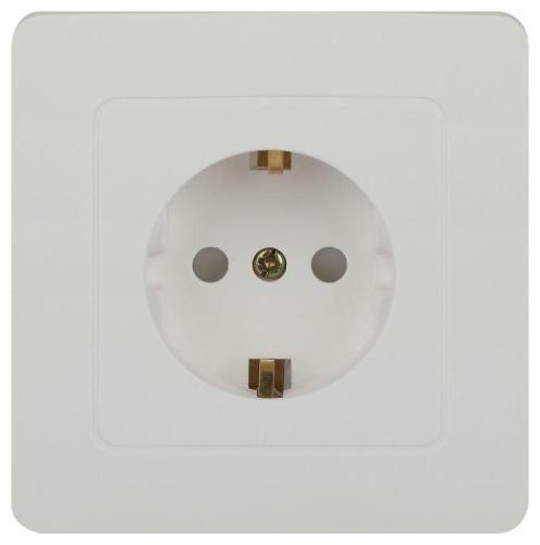 Розетка 1-м СП Style 7-206-01 16А 250В IP20 2P+E Schuko с заземл. защ. шторки бел. | код Б0060623 | Intro