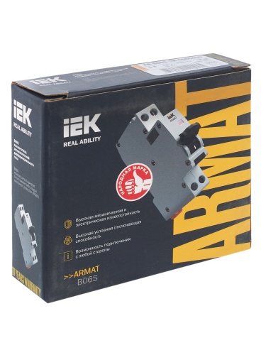 ARMAT Автоматический выключатель дифференциального тока B06S 1P+NP C6 30мА тип AC (18мм) | код AR-B06S-1N-C06C030 | IEK  фото 10