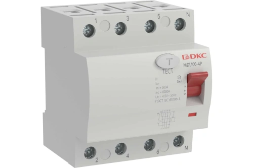 Выключатель дифференциального тока 4п 63A 300мА АС | код MDL100-4P4-63-AC | DKC