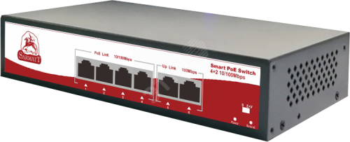Коммутатор неуправляемый PoE 4 порта 10/100 Мб/с, 2хRJ45, 72 Вт | код SR-PS0420FBL | SarmaTT