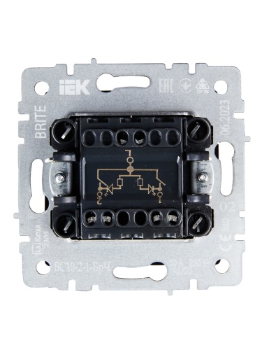 BRITE Выключатель 2-клавишный с индикацией 10А ВС10-2-1-БрЧ черный | код BR-V20-1-10-K02 | IEK фото 4