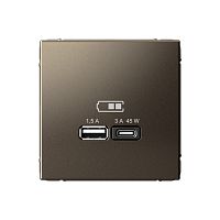 ARTGALLERY USB РОЗЕТКА A + тип-C 45Вт высокоскор.заряд. QC, PD, механизм, МОККО | код GAL000629 | Systeme Electric