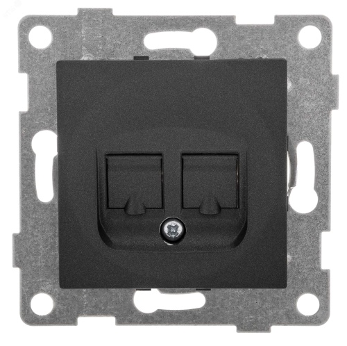 GUSI Bravo механизм розетки компьютерной RJ45, двойной, скрытая установка. Цвет графит. | код С10К2-010 | GUSI ELECTRIC