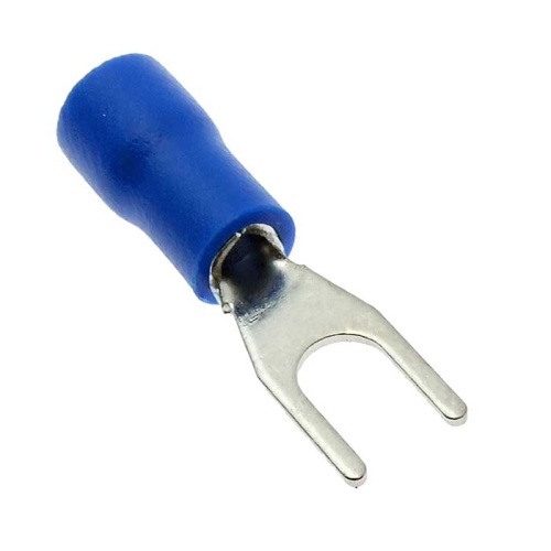 Наконечник кабельный вилочный изолированный RUICHI SVS1.25-3.7, 19 А, 22-16 AWG, синий, латунь луженая | код 104249 | Ruichi