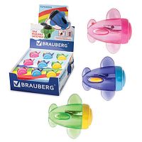 Точилка BRAUBERG Jet, с контейнером, для чернографитных/цветных карандашей, в картонном дисплее, ассорти, 223591 | код 223591 | BRAUBERG